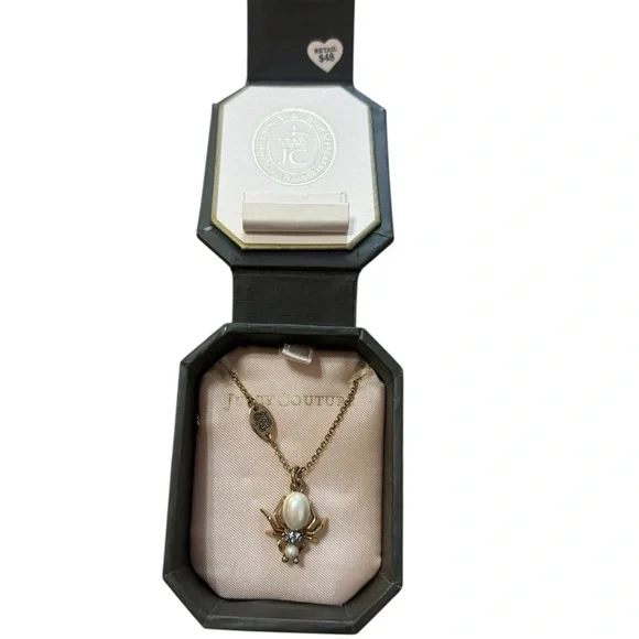 Vintage Juicy Couture Gold Spider Necklace with Pearls and Crystals - Picture 2 of 3